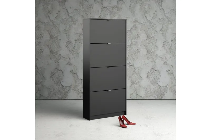 Shoey Skoskåp 4 Fack - Svart - Förvaring - Skoförvaring - Skoskåp