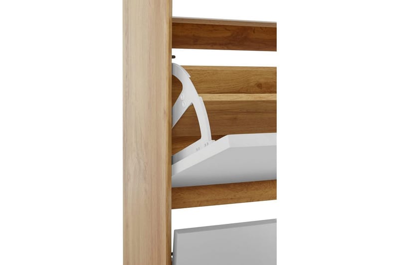 Skoförvaring Ezra 3 klaffar 60x24x125 cm, Wotan-ek/Vit - 60x24x125 cm, Wotan-ek/Vit - Förvaring - Skoförvaring - Skoskåp