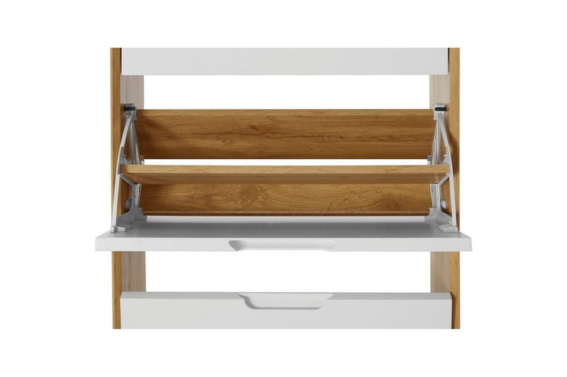 Skoförvaring Ezra 3 klaffar 60x24x125 cm, Wotan-ek/Vit - 60x24x125 cm, Wotan-ek/Vit - Förvaring - Skoförvaring - Skoskåp