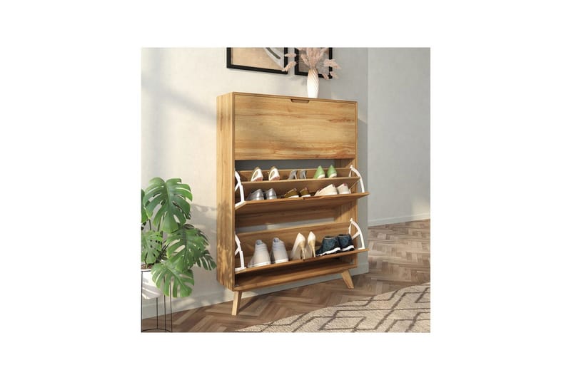 Skoförvaring Ezra 3 klaffar 89x24x125 cm, Wotan-ek - 89x24x125 cm, Wotan-ek - Förvaring - Skoförvaring - Skoskåp