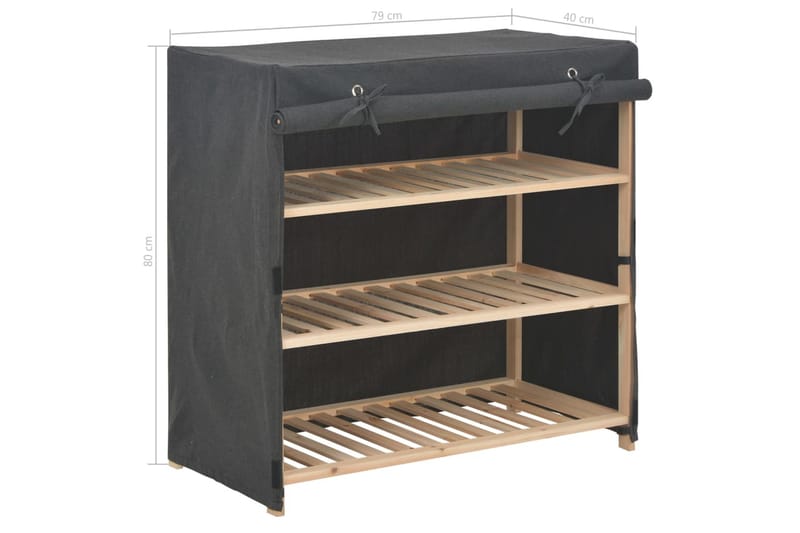 Skoförvaring med överdrag grå 79x40x80 cm tyg - Grå - Förvaring - Skoförvaring