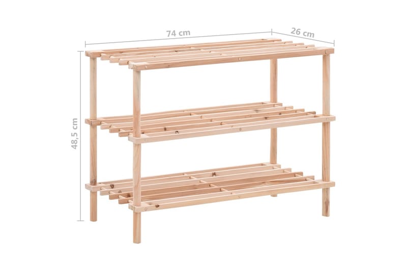 Skohylla 3 hyllplan massivt granträ - Beige - Hallförvaring - Skoförvaring - Skohylla & skoställ