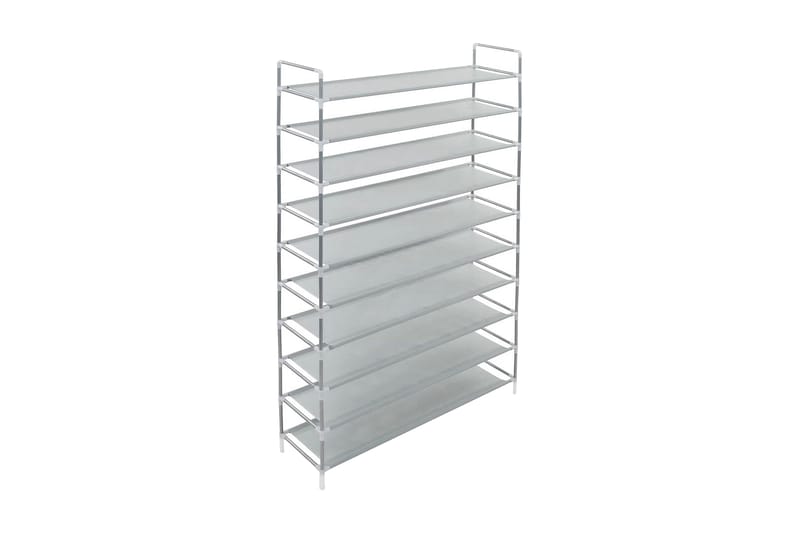 Skohylla med 10 hyllor metall och non-woven tyg silver - Silver - Förvaring - Skoförvaring