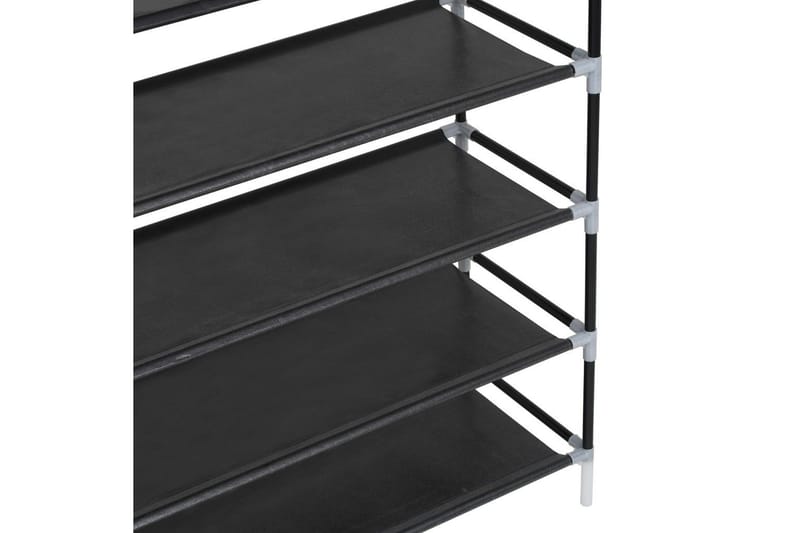 Skohylla med 10 hyllor metall och non-woven tyg svart - Svart - Förvaring - Skoförvaring