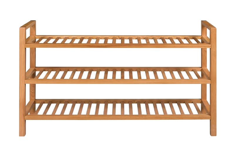Skohylla med 3 hyllor 100x27x60 cm massiv ek - Brun - Förvaring - Skoförvaring