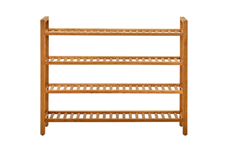 Skohylla med 4 hyllor 100x27x80 cm massiv ek - Brun - Förvaring - Skoförvaring