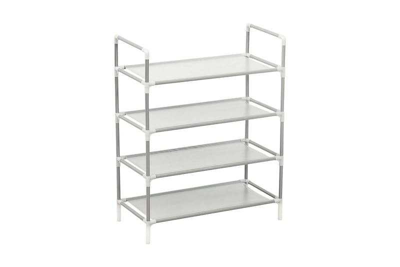 Skohylla med 4 hyllor metall och non-woven tyg silver - Silver - Förvaring - Skoförvaring
