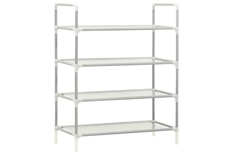 Skohylla med 4 hyllor metall och non-woven tyg silver - Silver - Förvaring - Skoförvaring