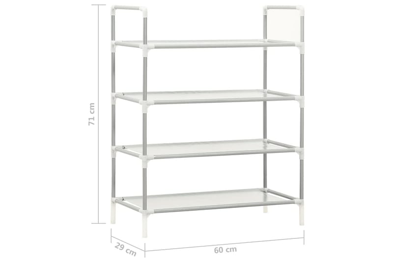 Skohylla med 4 hyllor metall och non-woven tyg silver - Silver - Förvaring - Skoförvaring
