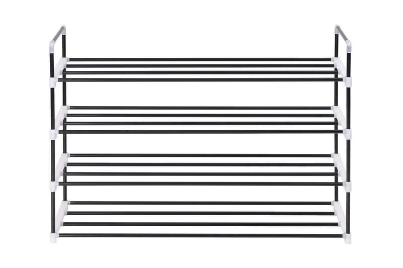 Skohylla med 4 hyllor metall och plast svart - Svart - Hallförvaring - Skoförvaring - Skohylla & skoställ