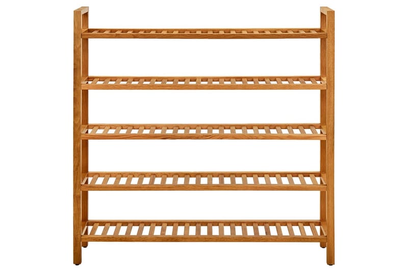 Skohylla med 5 hyllor 100x27x100 cm massiv ek - Brun - Förvaring - Skoförvaring