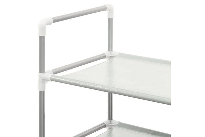 Skohylla med 8 hyllor metall och non-woven tyg silver - Silver - Förvaring - Skoförvaring