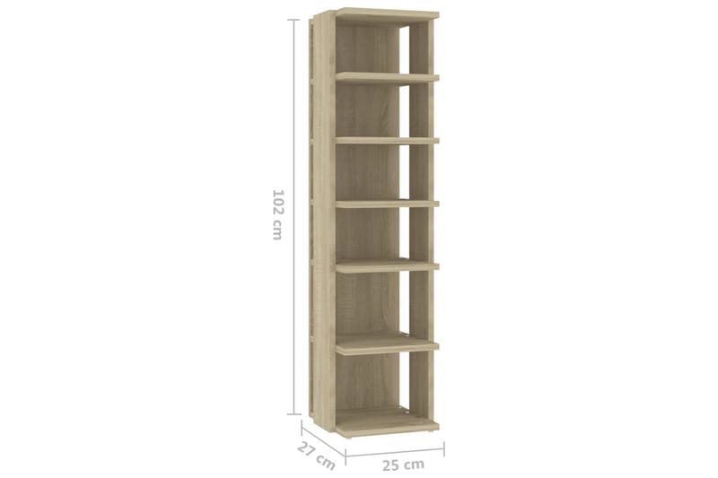 Skohyllor 2 st sonoma-ek 25x27x102 cm - Brun - Förvaring - Skoförvaring