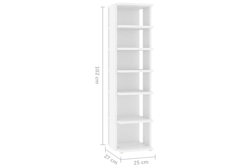 Skohyllor 2 st vit 25x27x102 cm spånskiva - Vit - Hallförvaring - Skoförvaring - Skohylla & skoställ