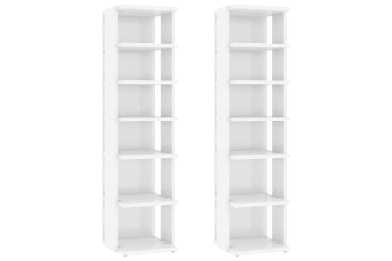 Skohyllor 2 st vit högglans 25x27x102 cm - Vit högglans - Förvaring - Skoförvaring