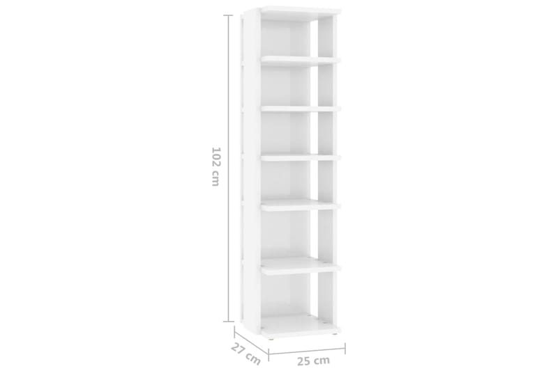 Skohyllor 2 st vit högglans 25x27x102 cm - Vit högglans - Förvaring - Skoförvaring