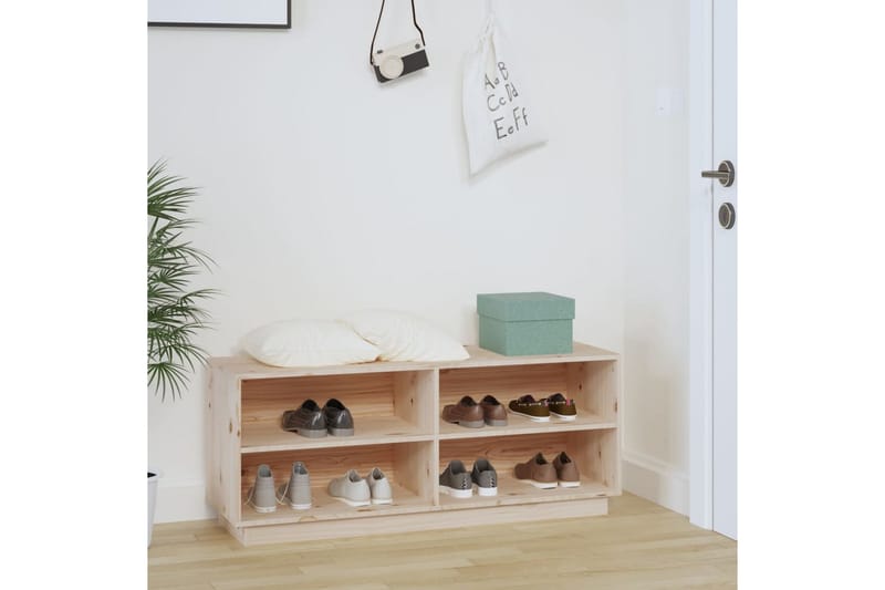 Skoskåp 110x34x45 cm massiv furu - Brun - Förvaring - Skoförvaring - Skoskåp