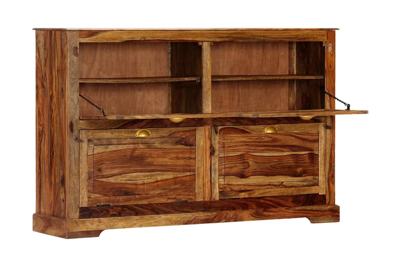 Skoskåp 140x35x90 cm massivt sheshamträ - Brun - Förvaring - Skoförvaring - Skoskåp