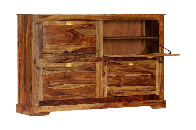 Skoskåp 140x35x90 cm massivt sheshamträ - Brun - Förvaring - Skoförvaring - Skoskåp