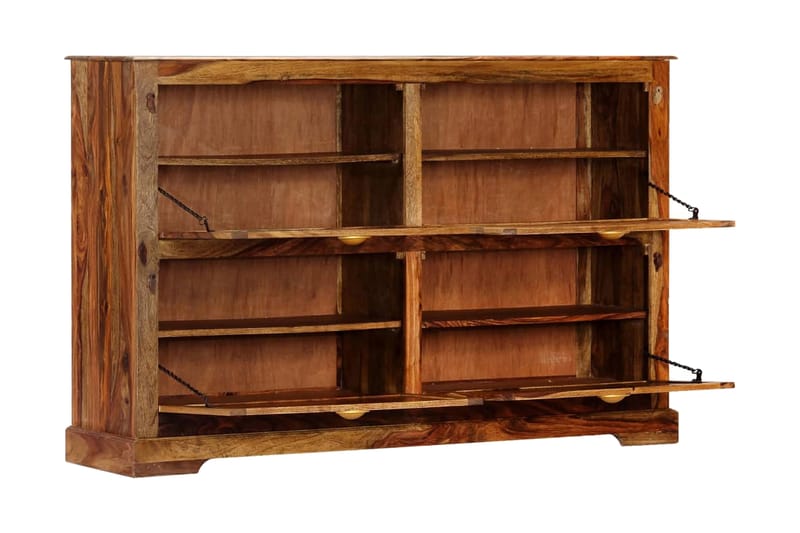 Skoskåp 140x35x90 cm massivt sheshamträ - Brun - Förvaring - Skoförvaring - Skoskåp