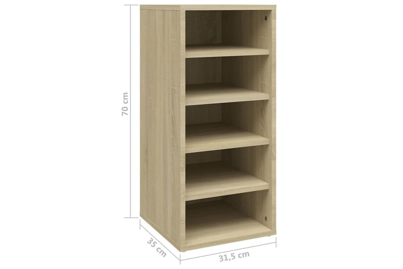 Skoskåp 2 st sonoma-ek 31,5x35x70 cm spånskiva - Brun - Förvaring - Skoförvaring - Skoskåp