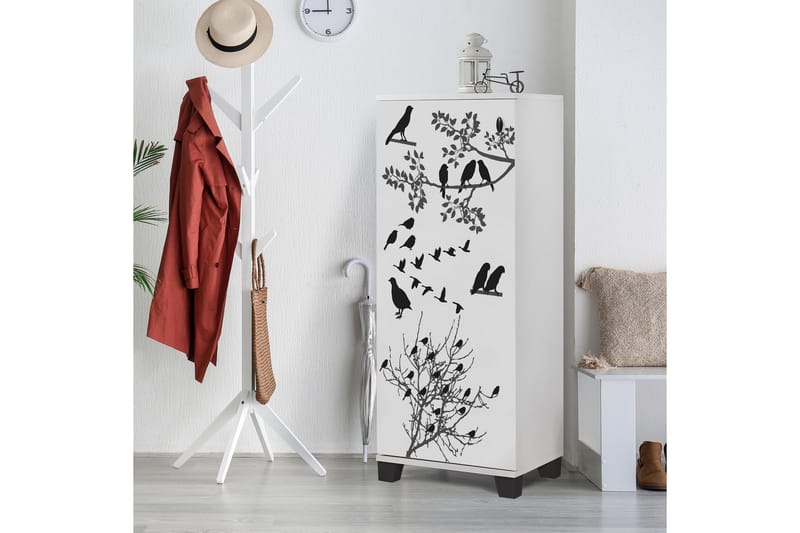Skoskåp 38x50 cm - Vit/Svart - Förvaring - Skoförvaring - Skoskåp