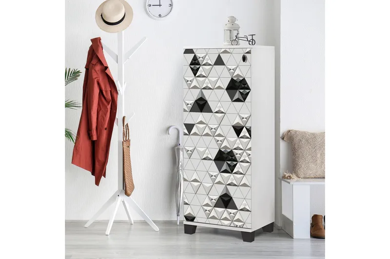 Skoskåp 38x50 cm - Vit/Svart - Förvaring - Skoförvaring - Skoskåp