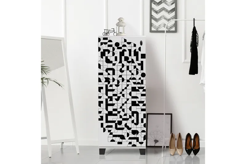 Skoskåp 38x50 cm - Vit/Svart - Förvaring - Skoförvaring - Skoskåp