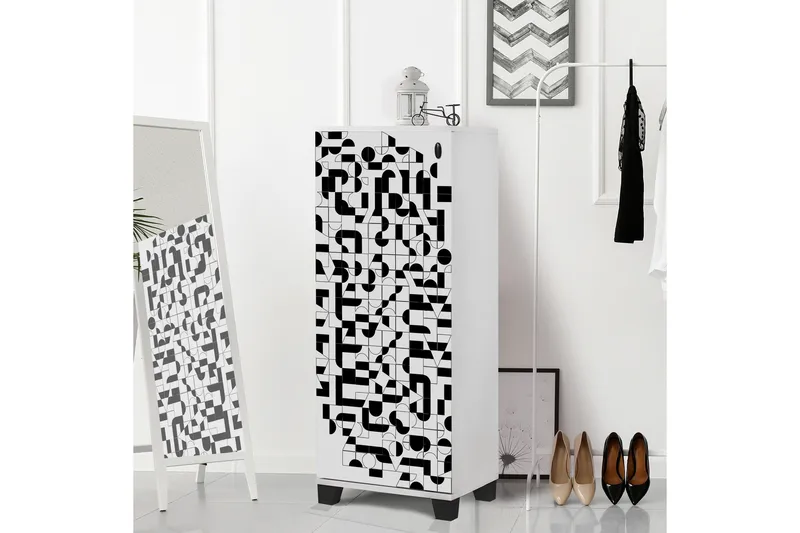 Skoskåp 38x50 cm - Vit/Svart - Förvaring - Skoförvaring - Skoskåp