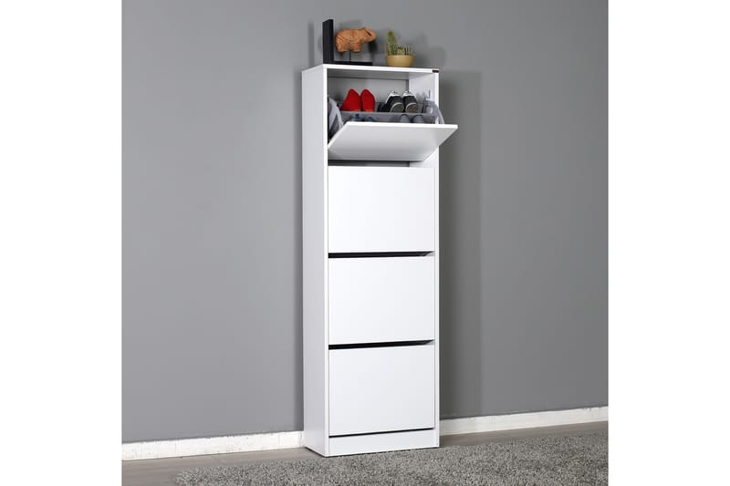 Skoskåp 51x157 cm - Vit - Förvaring - Skoförvaring - Skoskåp