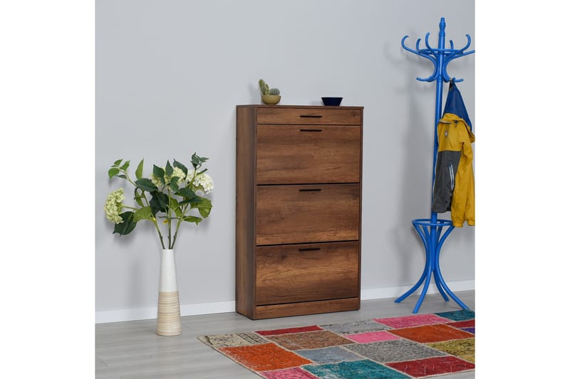 Skoskåp 75x128 cm - Valnöt - Förvaring - Skoförvaring - Skoskåp