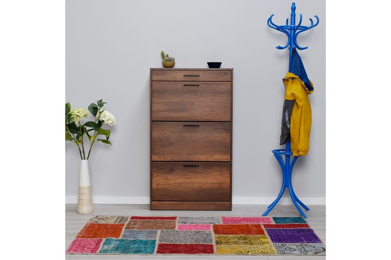 Skoskåp 75x128 cm - Valnöt - Förvaring - Skoförvaring - Skoskåp