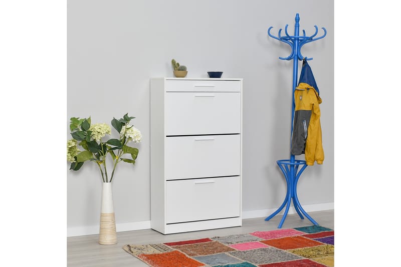Skoskåp 75x128 cm - Vit - Förvaring - Skoförvaring - Skoskåp