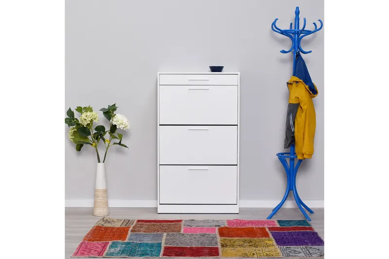 Skoskåp 75x128 cm - Vit - Förvaring - Skoförvaring - Skoskåp