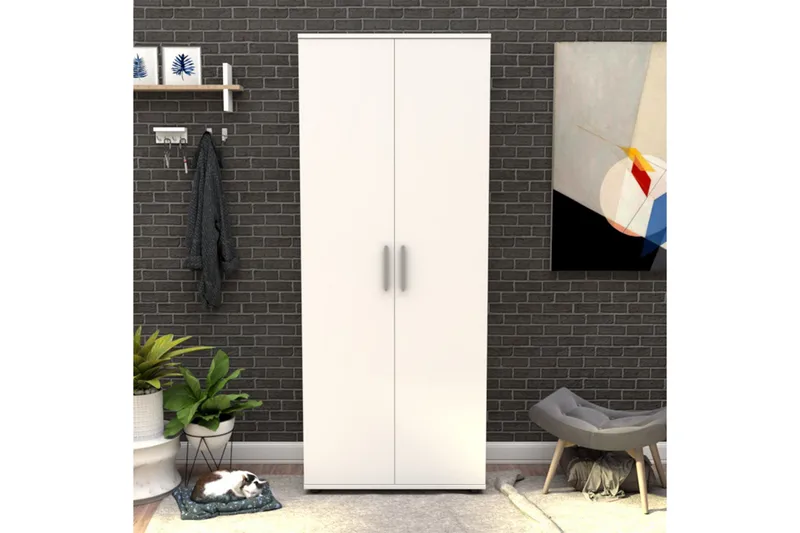 Skoskåp 76x187 cm - Vit - Förvaring - Skoförvaring - Skoskåp