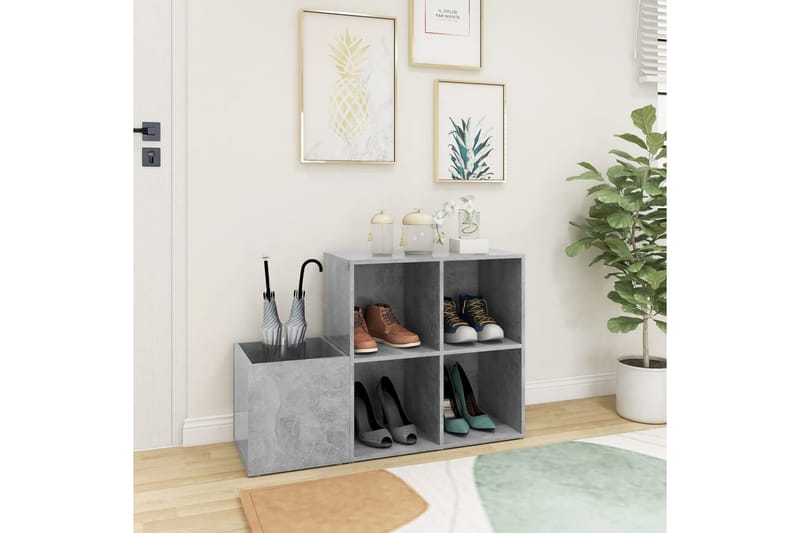 Skoskåp betonggrå 105x35,5x70 cm spånskiva - Betonggrå - Förvaring - Skoförvaring