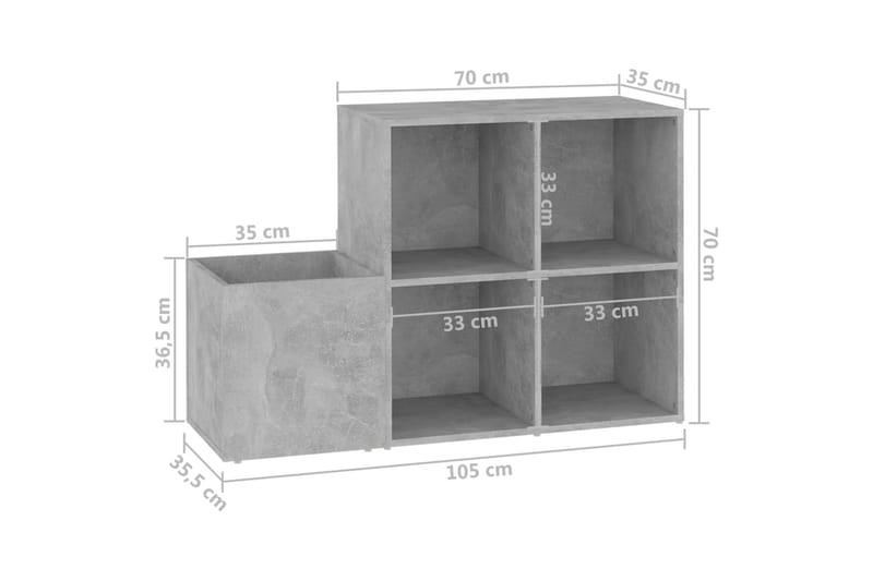 Skoskåp betonggrå 105x35,5x70 cm spånskiva - Betonggrå - Förvaring - Skoförvaring