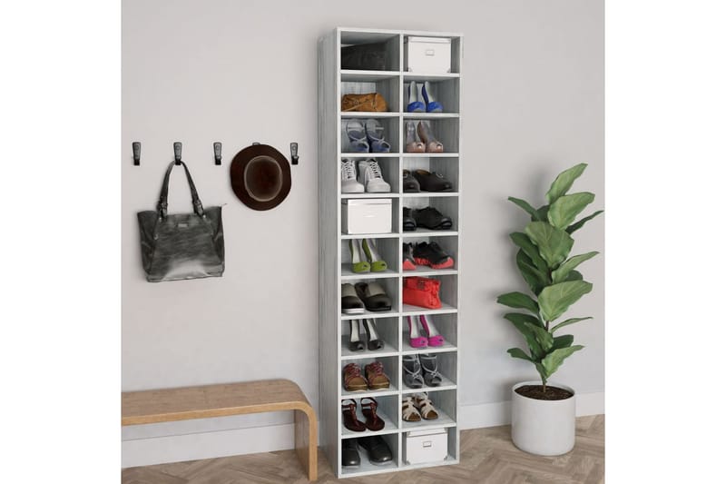 Skoskåp betonggrå 54x34x183 cm spånskiva - Betonggrå - Förvaring - Skoförvaring - Skoskåp