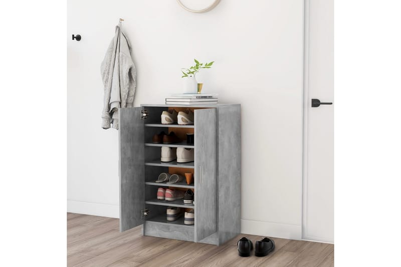 Skoskåp betonggrå 60x35x92 cm spånskiva - Betonggrå - Förvaring - Skoförvaring - Skoskåp