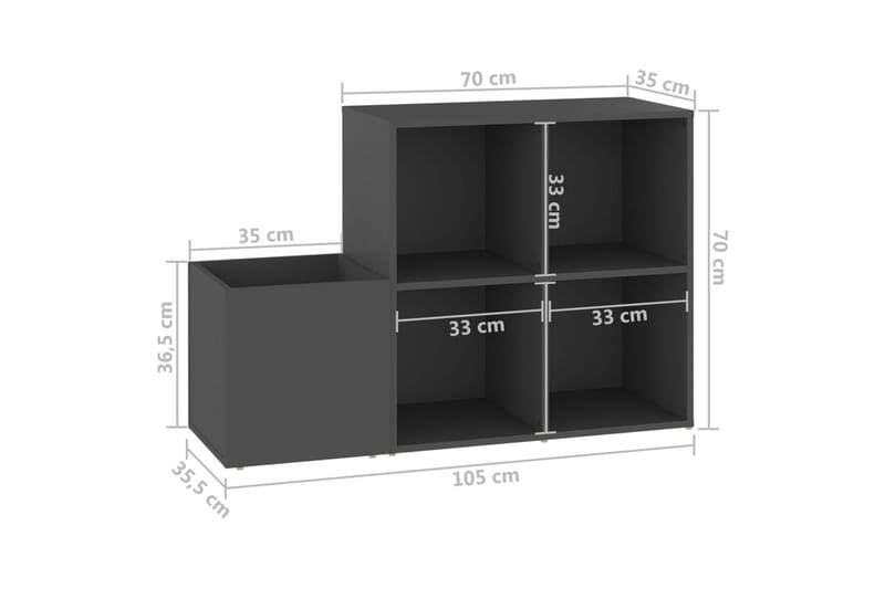 Skoskåp grå 105x35,5x70 cm spånskiva - Grå - Förvaring - Skoförvaring