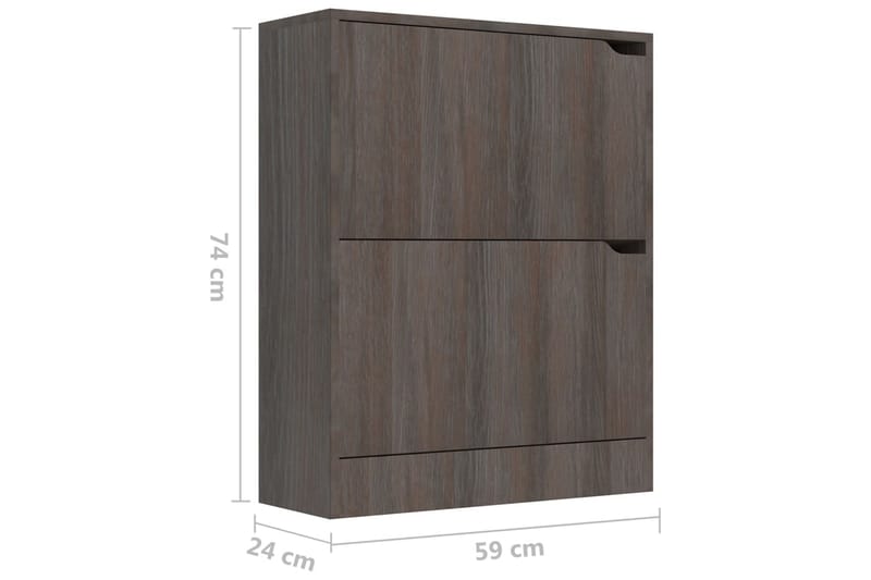 Skoskåp med 2 dörrar grå sonoma-ek 59x24x74 cm spånskiva - Grå ek - Förvaring - Skoförvaring - Skoskåp