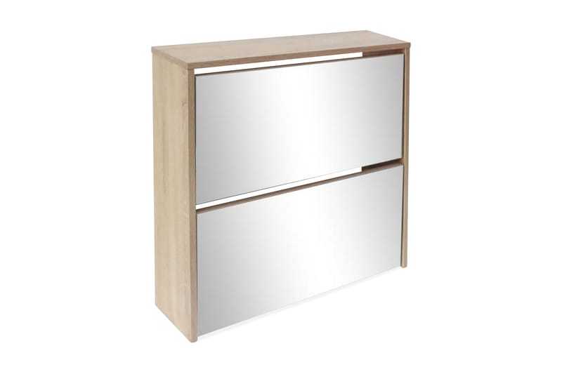 Skoskåp med 2 lådor och spegel 63x17x67 cm ek - Brun - Förvaring - Skoförvaring - Skoskåp