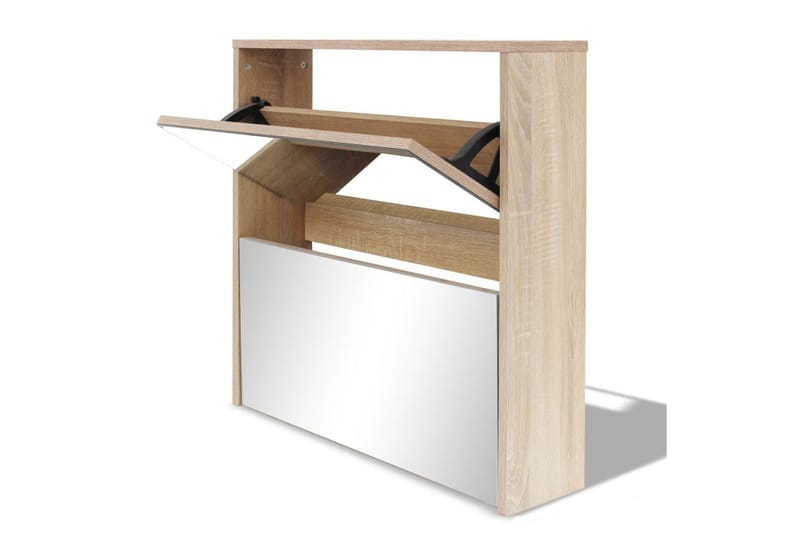 Skoskåp med 2 lådor och spegel 63x17x67 cm ek - Brun - Förvaring - Skoförvaring - Skoskåp
