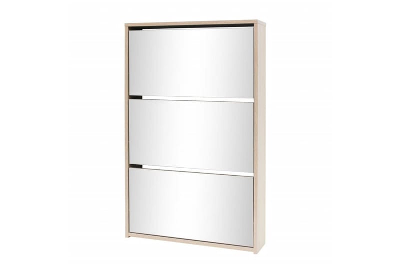 Skoskåp med 3 lådor och spegel ek 63x17x102,5 cm - Brun - Förvaring - Skoförvaring - Skoskåp