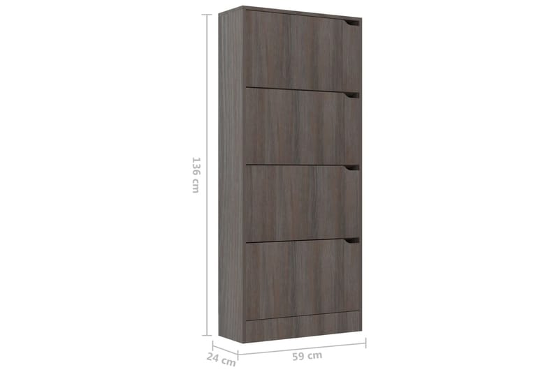 Skoskåp med 4 dörrar grå sonoma-ek 59x24x136 cm spånskiva - Grå ek - Förvaring - Skoförvaring - Skoskåp