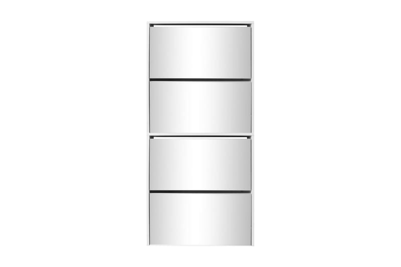 Skoskåp med 4 lådor och spegel vit 63x17x134 cm - Vit - Skoskåp - Hallförvaring - Skoförvaring