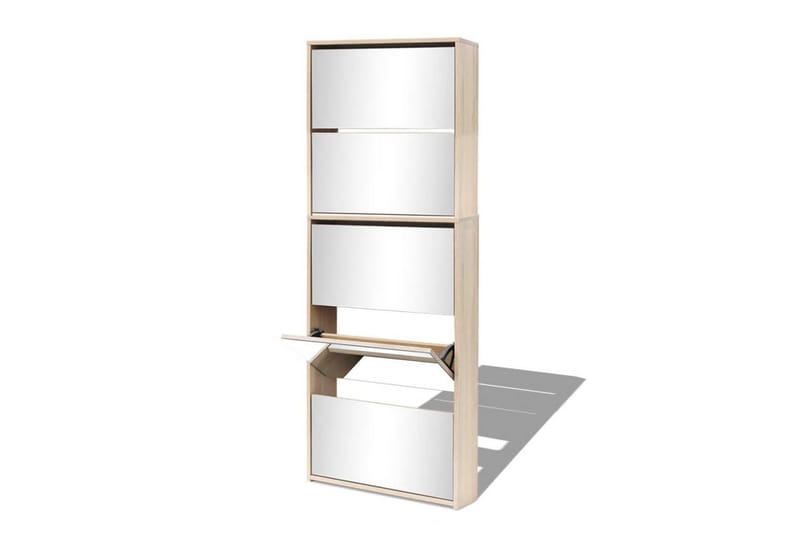 Skoskåp med 5 lådor och spegel ek 63x17x169,5 cm - Brun - Förvaring - Skoförvaring - Skoskåp