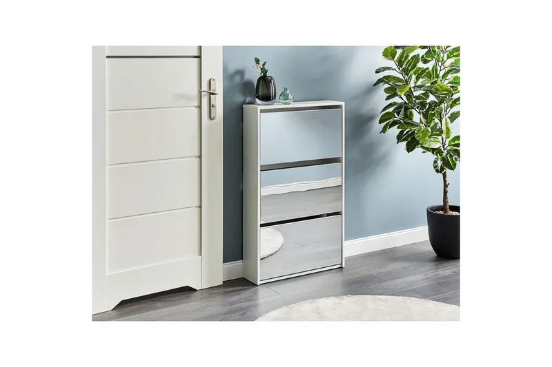 Skoskåp Midfield Vit, Silver, 63x17x103 cm - Vit, Silver, 63x17x103 cm - Förvaring - Skoförvaring - Skoskåp