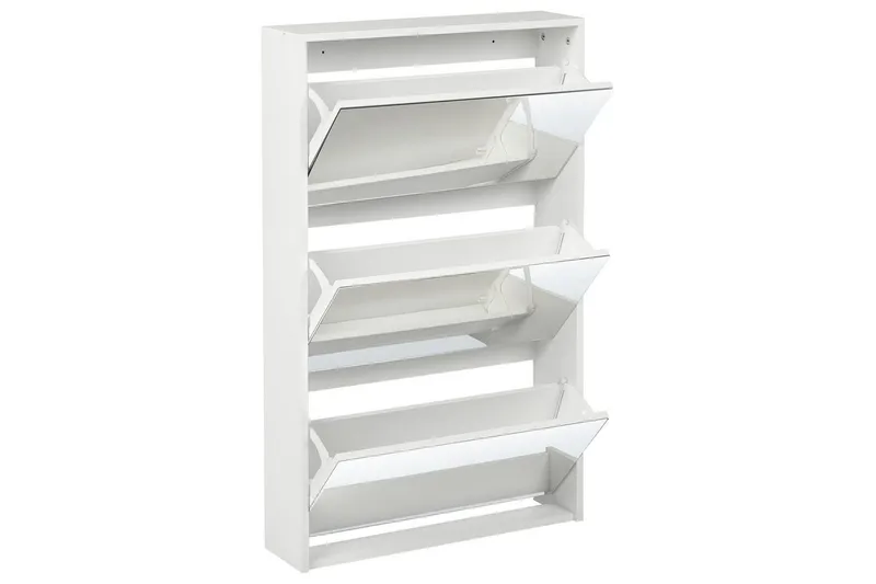 Skoskåp Midfield Vit, Silver, 63x17x103 cm - Vit, Silver, 63x17x103 cm - Förvaring - Skoförvaring - Skoskåp