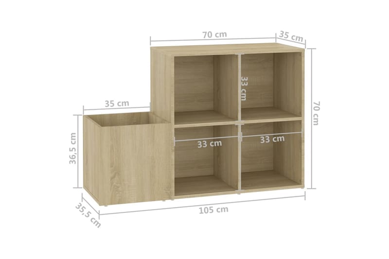 Skoskåp sonoma-ek 105x35,5x70 cm spånskiva - Brun - Förvaring - Skoförvaring
